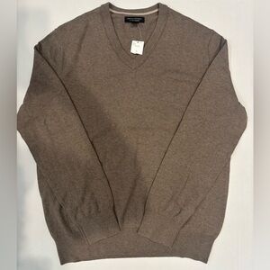 NEW Banana Republic V Neck Long Sleeve Brown Sweater Mens XL Cashmere Blend